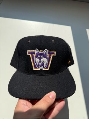 Zephyr Black Hat with Purple & Gold Husky Logo
